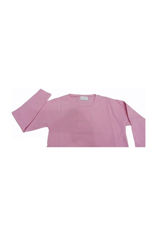 Özdemirli Bebe Basic Düz Bisiklet Yaka Uzun Kollu Likralı Badi Sweat T-shirt Pembe