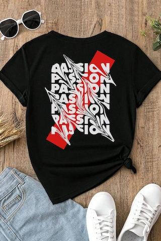 Spoyi Urban Passion Tasarımlı %100 Pamuk Yarım Oversize Siyah T-shirt
