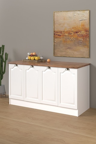 160 Cm %100 Mdf Greena White Ada Mutfak, Modern Mutfak Adası, Mutfak Yemek Masası, Bar Masası Beyaz