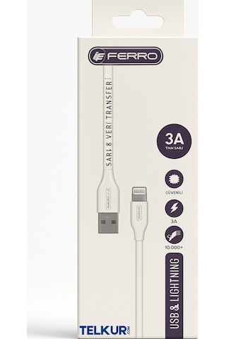 Ferro Fc-14 Usb & Lightıng Hızlı Şarj Ve Data Kablosu 3.0 Amper