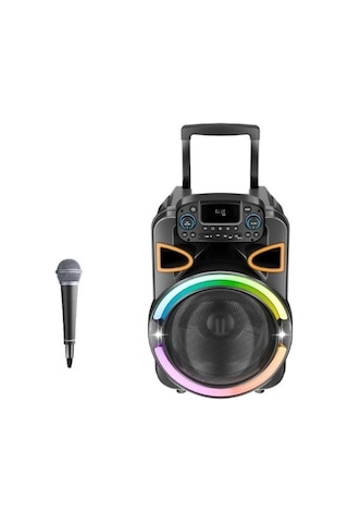 Bluetooth Hoparlör 30w 12inç Karaoke Mikrofonlu Rgb Ledli Işıklı Parti Boy Çanta Tasarım Hoparlör