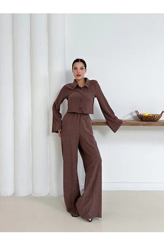 By Mop Gömlek Yaka Kaplama Düğmeli Takım Kahve St265866 Kahve