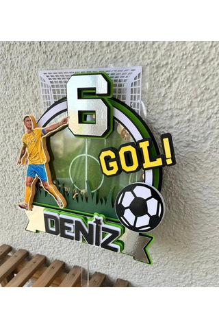 Futbol Temalı İsme Özel Erkek Çocuk Doğum Günü Pasta Süsü