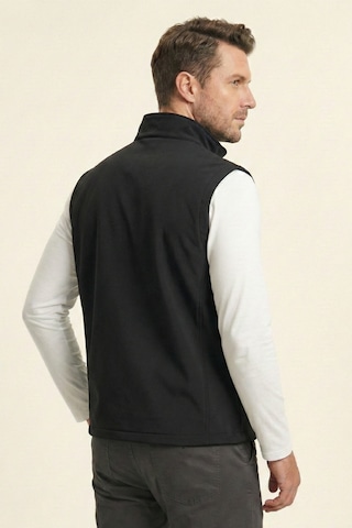 Genius Store Erkek Yelek Softshell Su Geçirmez Tam Fermuarlı Cepli Normal Kalıp Spor Yelek Siyah