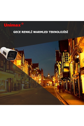 Unımax 5mp Sony Lens 8 Kameralı Güvenlik Seti 100m Kablo 30m Gece Görüş Xmeye Warmled