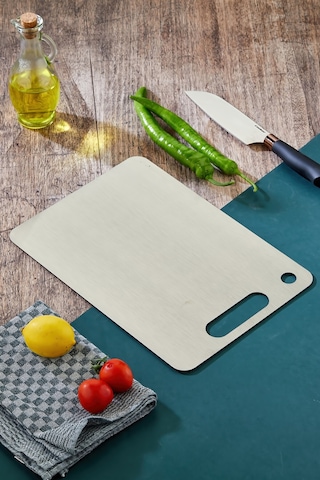Cooker Paslanmaz Çelik Silikonlu Kesim Panosu 34x24 Cm Ckr3581 Gümüş