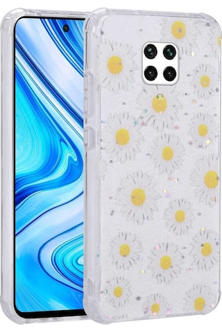 Kilifone - Redmi Note 9s Uyumlu Kılıf Simli Desenli Kamera Korumalı Parlak Popy Kapak - Kulübe - T23655
