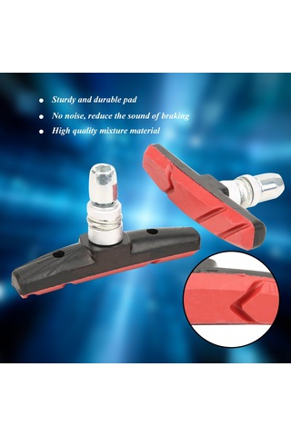 Geeroyoo Mountain Bike Ve Şehir Bisikleti İçin Sessiz Fren Balatası, Dayanıklı Karışık Malzeme, 2 Adet, Yüksek Performans, Renkli Seçenekler Kırmızı