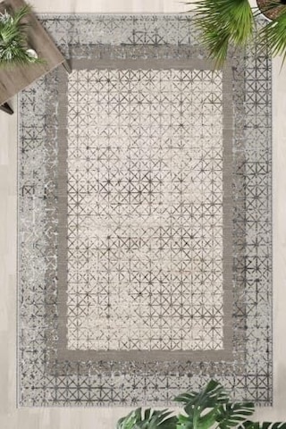 Monnhein Krem Halı 1491 - Yıkanabilir, Kaymaz Taban, Dijital Baskılı, Leke Tutmaz, İnce Hav, Modern Salon, Oturma Odası, Yatak Odası Ve Mutfak İçin Dekoratif Halı Açık Indigo