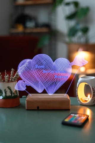 Sevgiliye Hediye 3D Oklu Kalp Seni Seviyorum Led Lamba