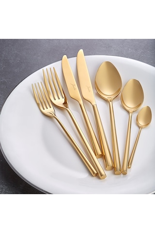 Jumbo 1001 Titanyum Gold 12 Kişilik 84 Parça Çatal Kaşık Bıçak Ta Gold