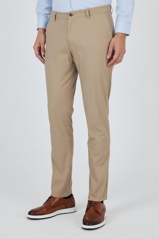 İmza Bej Armürlü Yan Cep Düz Paça Slim Fit Pamuklu Casual Chino Pantolon 1003250120 Bej