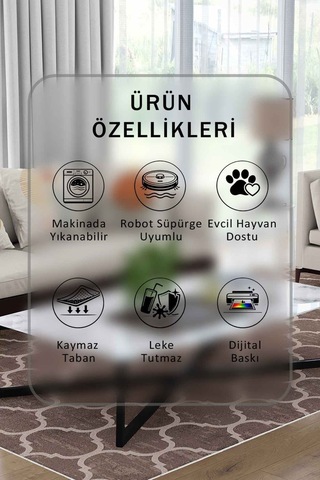 Yıkanabilir Kaymaz Taban Dijital Baskılı Halı Ve Yolluk Leke Tutmaz Salon & Mutfak Halısı - 0509 Vizon