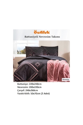 Özdilek Trendy Battaniyeli Çift Kişilik Nevresim Takımı-snazzy Si Siyah