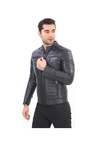 New Zaya Leather Erkek Biker Deri Ceket -