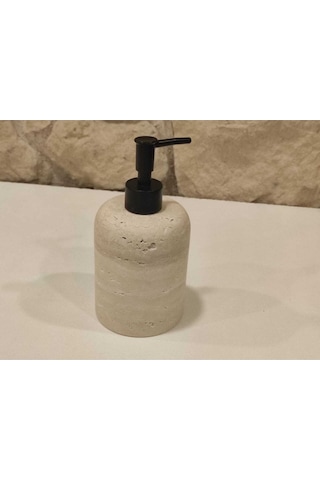Traverten Doğal Taş Sıvı Sabunluk Mat Siyah Pompalı Gold