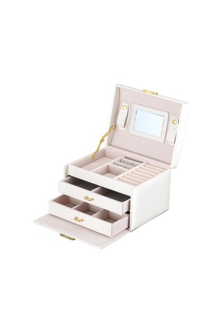 Sones Basit Taşınabilir Mücevher Kutusu Küpe Yüzük Saklama Konsolidasyon Kutusu Çekmeceli, Boyut: 17,5 X 14 X 13 Cm Beyaz