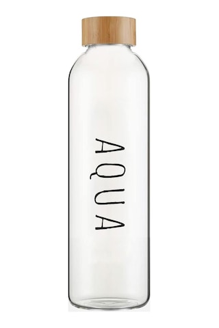 The Mia Bambu Kapaklı Borosilikat Cam Su Şişesi 600 Ml