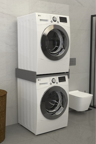 Solvo Banyo Dolabı Çamaşır Ve Kurutma Makinesi Dolabı Antrasit Gri