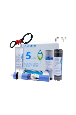 İhlas Aura Cebilon Uyumlu Lg Membranlı Açık Kasa Lüx 10" Su Arıtma 5'li Filtre Seti