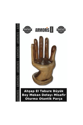 Ahşap El Tabure Büyük Boy Mekan Detayı Misafir Oturma Otantik Parça Doğal Ahşap