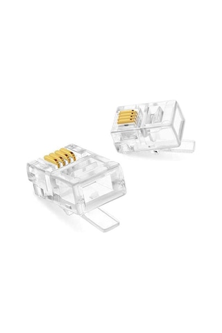 Primex Plus Px-6p4c Rj11-4lü 4 Pinli Konnektör, 100 Lü Paket 6p4c Telefon Jack, Rj11 Telefon Kablo Ucu, Modem Dsl Fax Santral Hat Kablosu Sonlandırma Konnektörü, Şeffaf Rj11 Plug