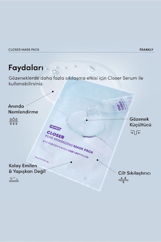 Frankly Pirinç Özü Peptit Ve Kolajen İçeren Gözenek Sıkılaştırıcı Kağıt Maske 22 ML