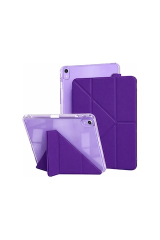 Apple Uyumlu iPad Air 11inç M2/m3 Air 4/5.nesil 10.9 Kılıf Mika Trifolding Şeffaf Kalem Bölmeli Kılıf