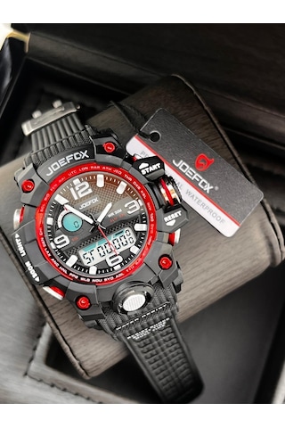 Joefox Küçük Kasa Digital Ve Analog 2 Yıl Garantili Kronometre+takvim+alarm+çoçuk Kol Saati Je.cbk21 Kırmızı - Siyah