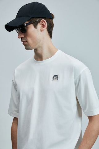 Lufian 111020251 Nımbus Modern Grafik Tişort Erkek T-shirt Beyaz