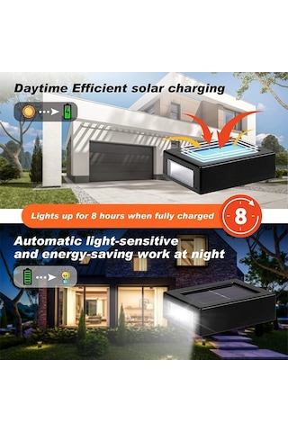 Solar Güneş Enerjili Çift Taraflı 2 Ledli Aplik Duvar Monteli Lamba