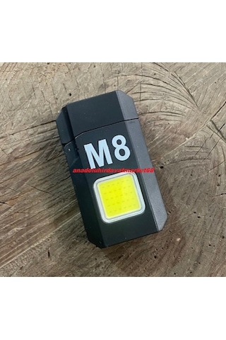M8 Şarjlı Led Lamba Kamp Lambası Kamp Çakmak Mini Şarjlı Çakmak Fener Siyah