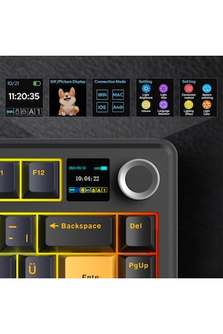 Aula F75 Max Mekanik Gaming Oyuncu Klavyesi Tkl Rgb Graywood V4 Switch Kablosuz Makrolu Hot Swap Türkçe Q Siyah 10334604