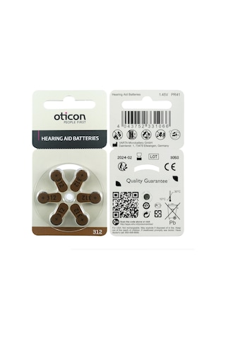 Oticon 312 Numara 1.45V İşitme Cihazı Pili 10 x 6'lı