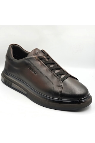 Greyder 64726 Kahve Hakiki Deri Slip-on Bağcıklı Erkek Deri Sneaker Ayakkabı