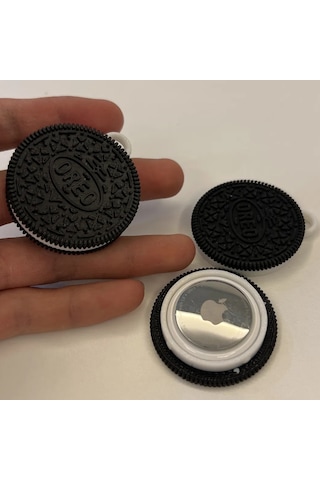 Oreo Görünümlü Apple Uyumlu AirTag İçin Tasarlanmış Kılıf Anahtarlık Keychain