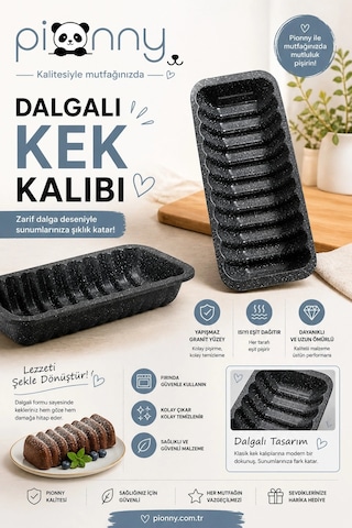 Pionny Baton Dilimli Döküm Kek Kalıbı Siyah