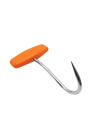 Lemestar 3 Adet Sus304 Paslanmaz Çelik T-desenli Et Kancası, Turuncu Plastik Kollü, Mezbaha Fabrikaları İçin, 16.5 Cm Toplam Uzunluk Diğer