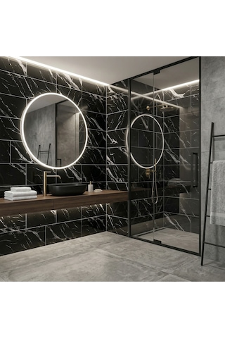 60x60 Cm Kendinden Yapışkanlı Duvar,banyo,tezgah Arası Siyah Mermer-6 Adet 1089-60-6