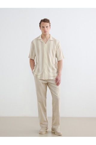 Lcw Vision Bej Regular Fit Desenli Erkek Gömlek