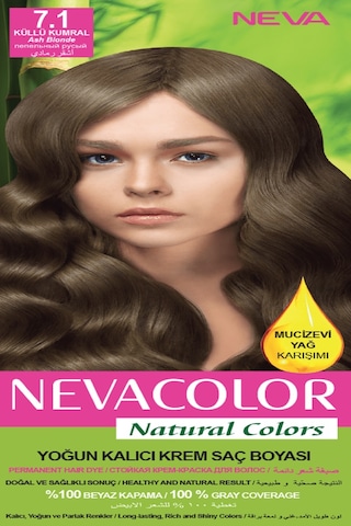 Neva Color Natural Colors 7.1 Küllü Kumral - Kalıcı Krem Saç Boyası Seti