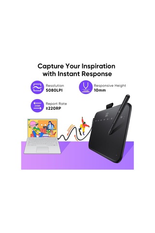 Xppen Deco 640 Grafik Çizim Tableti, 16384 Basınç Seviyesi, Pilsiz Kalem, 6x4 İnç, Windows Mac Android Uyumlu