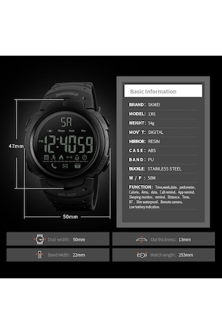 Tenfowee Skmeı Akıllı Spor Saati Unisex - 5atm Su Geçirmez, Adım Sayıcı, Kalori Takibi, Arama/bildirim Hatırlatıcı, Gerçek Zamanlı Spor İstatistikleri, Siyah 1301