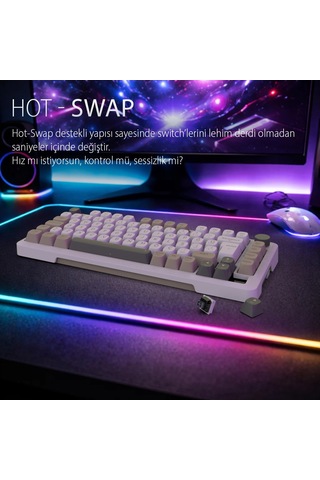 Ikg-455 Empousa Gasket Blue Swıtch Rgb Mekanık Gamıng Klavye Beyaz
