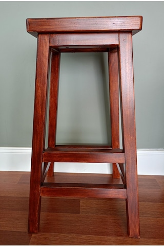 Ahşap Bar Taburesi, Bar Sandalyesi, Yüksek Tabure, Yan Sehpa, Dekoratif Stand, Boyalı, 33x33x72cm Koyu Kestane