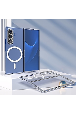 Teleplus Samsung Galaxy Uyumlu Z Fold 7 Kılıf Porto Pc Sert Manyetik Şarj Özellikli Kapak