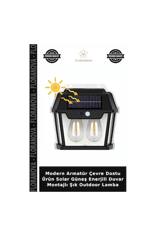 Modern Armatür Çevre Dostu Ürün Solar Güneş Enerjili Duvar Montajlı Şık Outdoor Lamba