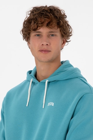 U.S. Polo Assn. Erkek Oversize Fit Kapüşonlu Şardonlu Mint Basic Sweatshirt 50313782-VR152