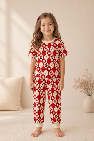 Beniizle Kız Çocuk Pijama Takımı Kırmızı