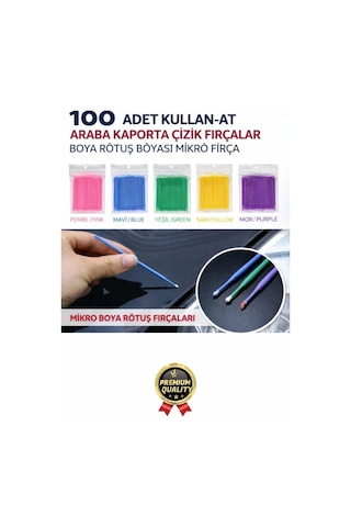 Rötuşboya Araba Oto Kaporta Çizik Tek Kullanımlık Hassas Detaylı Uygulama Rötuş Fırçası Mini 100'lü